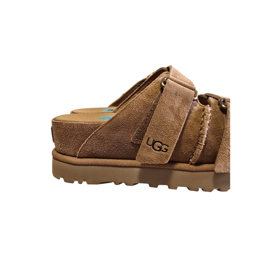🆕️ NWT - UGG Goldenstar Chestnut Suede Platform Sandals slides Womens 8 - Picture 11 of 16